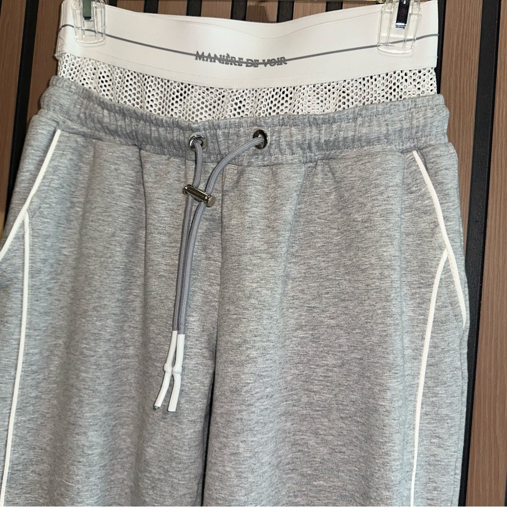 Maniere De Voir Gray Track Pants with White Accents